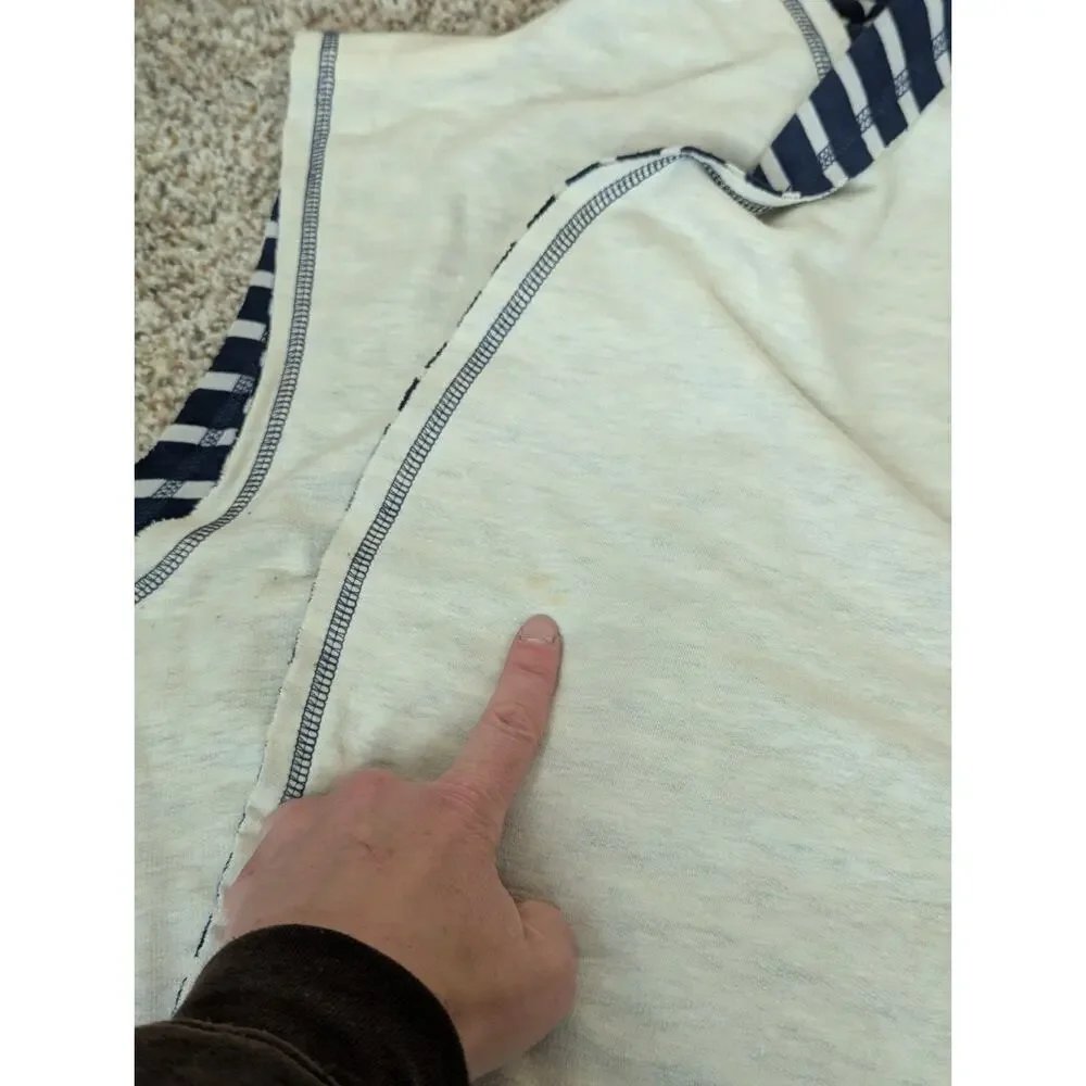 Matilda Jane Women's Full Moon Reversible Vest Navy Blue Cream Stripe Size Large